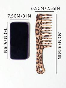 Large Water Transfer Printing Full Enveloping Marbled Tooth Comb 1pc Abstract Style For Friends Or Family Gifts, Easy To Carry Can Be Put In The Bag With Travel Or Put In The Home Dresser, Easy To Clean Leopard Pattern Wide Tooth Comb, Love Pattern For Girlfriend Valentine's Day Gifts Hair Brush,Hair Brush,Comb,Hair Tools,Hair Products And Accessories For Barber Salon Beauty Travel Essentials,Back To School,Travel Holiday Essentials,Hair Accessories For Women - 豹紋 - 查看 5