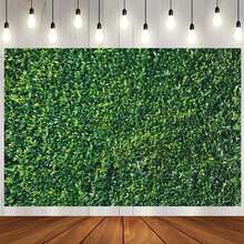 Fondo fotográfico de pared de plantas con hojas verdes planas en 2D, fondo de foto de naturaleza de primavera para fiesta interior y exterior