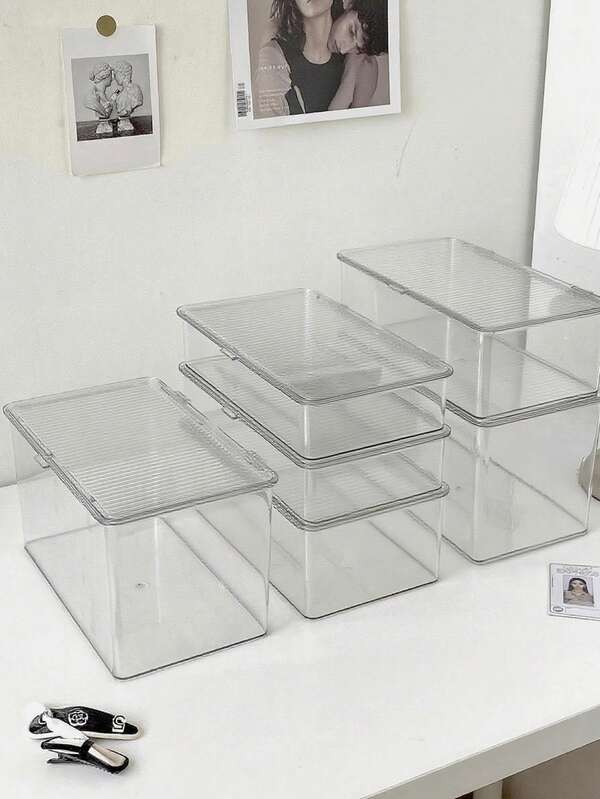 1pc/2pcs Large Transparent Rectangular Desktop Storage Box, Bedroom Dresser Cosmetics Storage Box, Emulsion Facial Mask Lipstick Perfume Makeup Brush Eye Shadow Finishing Storage Box, Large Capacity Transparent Box Household Storage Box, Home Decoration Storage Box, Christmas Thanksgiving Halloween Gift Bag,Room Decor, Bags,Makeup Bag,Vanity,Travel,Make Up Bag,Travel Essentials,Organizer,Storage,Travel Essential,Makeup Organizer,Makeup Bags,Make Up Organizer,Organiser,Toiletry Bag,Desk Organiser,Cosmetic Bag,Makeup Pouch,Make Up Organize,Vanity Accessories,Make Up Pouch,Make Up Bags,Jewellery Box,Pouch,Makeup Brush Holder,Brush Holder,Perfume Organiser,Pouch Bag