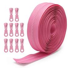Conjunto de Zíperes: 177.16 Polegadas de Zíper com 10 Cursores de Zíper, Corrente de Zíper de Resina Colorida 5#, 10 Opções de Cores, Comprimento Personalizável, Adequado para Bolsas, Artesanato
