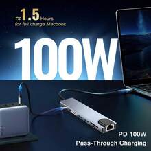 8-In-1 Type-C To HDTV Adapter Hub With Ethernet Port + HDTV Multi-Function Card Reader, Type-C To 4K HDTV Adapter, RJ45 SD/TF Fast Charging Card Reader, Multi-Function Hub For 4K High-Definition Video Mirroring, Compatible With MacBook Laptops And Windows Computers