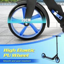 Advwin Kick Scooter Folding Scooter 3 Adjustable Height For Ages 6+ Kid Teens Blue&Black