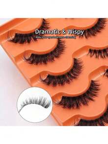 5 paia di ciglie finte D Curl voluminose, drammatiche e scompigliate, riutilizzabili, morbide, confortevoli, effetto occhio di gatto, ciglie finte naturali e volumizzate, accessori da viaggio per il make-up