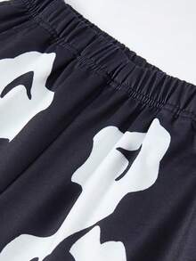 2 Stück Jungen Skelett Muster Hoodie Sweatshirt und Jogginghose Set, Halloween Party Outfit, geeignet für Frühling, Herbst, früher Winter - Schwarz - Übersicht 5