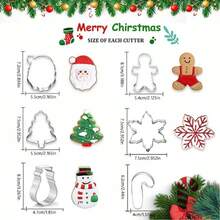Christmas Tree, Gingerbread Man, Gingerbread House, Snowflake, Candy Cane, Deer Shaped 6pcs Stainless Steel Cookie Cutter Set - Multipurpose Baking Tools For Christmas