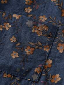 Women's Ditsy Floral Long Sleeve Versatile Base Layer Top, Fashion Polo Collar Cardigan Blouse