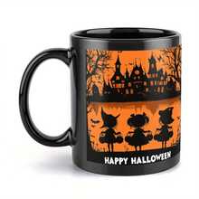 1pc Minimalist Christmas & Halloween Pumpkin Black Ceramic Mug, Coffee Cup, Gift