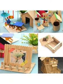 200 Pcs Colored Popsicle Sticks For Crafts, 4.5 Inch Colored Wooden Craft Sticks, Ice Cream Sticks, Rainbow Popsicle Sticks, Great For DIY Craft Creative Designs And Children Education,Kids Tweezers,Acrylic Popsicle Sticks,Kids Crafting - Multicolor - View 6