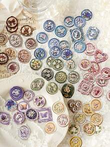 MOCARD 20 szt./opakowanie naklejek z wytłoczonym pieczęcią lakową, kreatywne naklejki estetyczne w stylu vintage, materiały do kolażu dekoracyjnego DIY, prezenty świąteczne, spersonalizowane artykuły papiernicze do scrapbookingu szkolnego