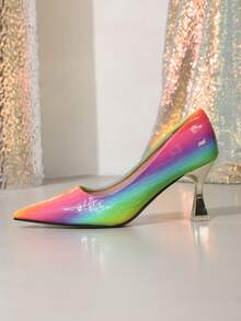 Nowe modne buty na obcasie ze szpiczastym noskiem, wygodne i uniwersalne szpilki dla kobiet - Wielokolorowe - Zobacz 5