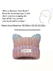 1 件渐变色猫耳毛绒针织帽，女士保暖护耳帽，百搭针织防寒帽，适合秋冬季女士 - 針織帽 - 查看 12
