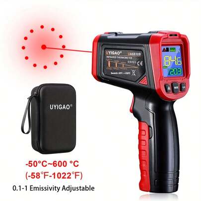 1 件数字温度枪，使用我们专利的红外温度计枪彻底改变您的家庭维修和烹饪 -58°F~1022°F (-50°C-550°C)