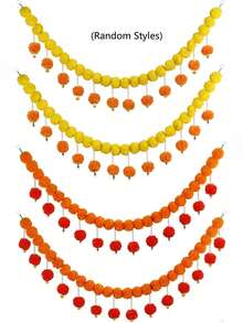 MEHELANY 1Pc Marigold Garland With Bell 5.08FT Artificial Marigold Wreath Faux Flowers, Yellow & Orange Plastic Marigold Faux Hanging Halloween Thanksgiving Day Diwali DIY Decorations, Mexican Wedding Decorations Artificial Flowers, Fake Flowers Fall Garland Christmas Decor, Flower Garland Strands, Day Of The Dead Altar Marigold Flower Strips