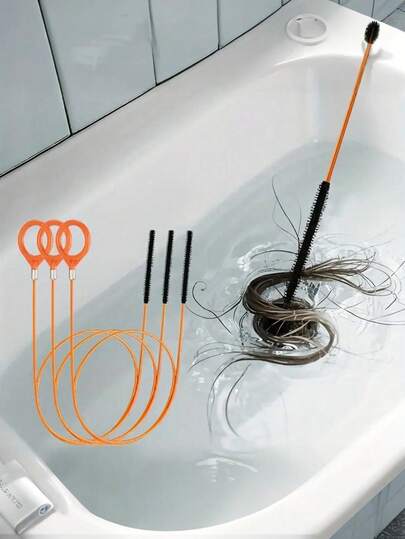 加长不锈钢排水管清洁钩，带尼龙涂层 - 一款灵活的手动蛇形工具，适用于浴室洗脸盆、浴缸和淋浴排水管。耐用尼龙刷毛，无需电池，适用于 PVC 管道。高效疏通，浴室清洁产品，手柄便捷，结构坚固，家居维护