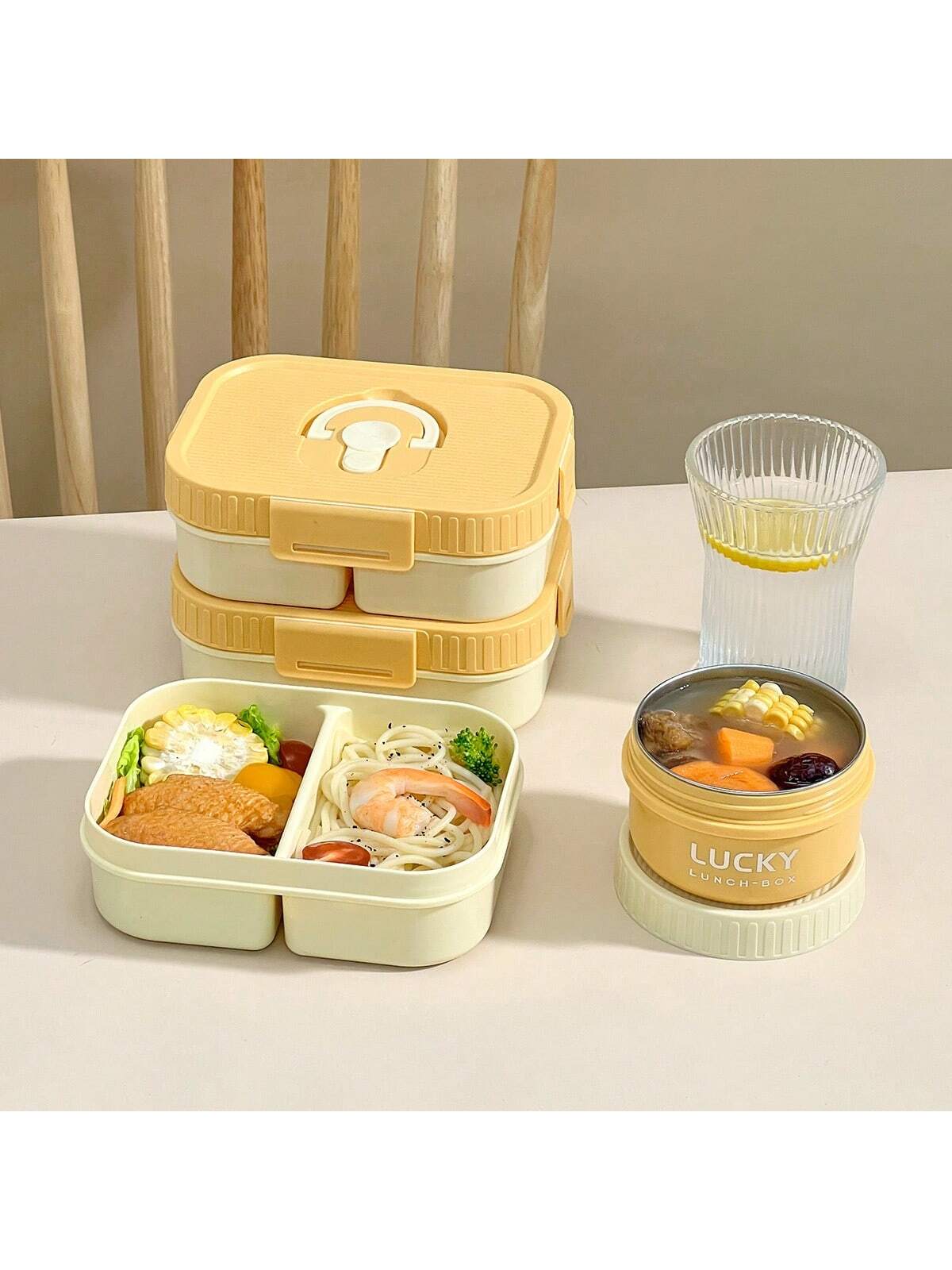 صندوق غداء بلاستيكي محمول مع مقبض، صندوق بنتو قابل...