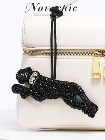 1pc Handmade Beaded Desert Leopard Animal Charm, Suitable For Decorating Various Bags (Charm Only, No Bag Included)
