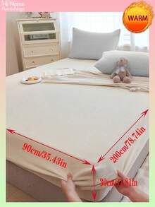 1pc Solid Color Crystal Velvet Fitted Sheet, Bedding, Mattress Protector, Bed Cover, Fitted Sheet, Comfortable Warm Home Textile, Anti-Pilling, Soft Skin-Friendly For Boys Girls Student Dorm Bedding, Machine Washable - Multicolor - View 54