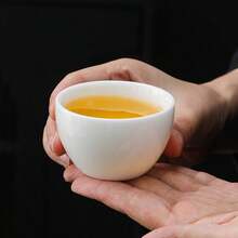 1pc Dehua White Porcelain Gongfu Tea Cup, Household Ceramic Tea Cup For Tea Tasting, Office Personal Tea Cup And Saucer