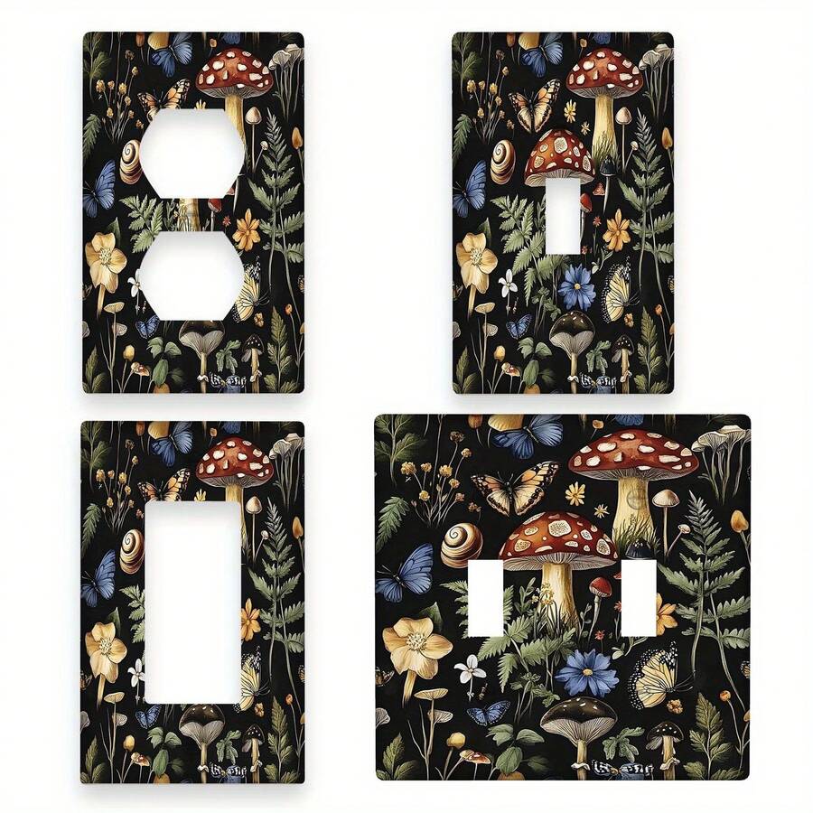 [Mushroom Wall Plate] Charming Mushroom Wall Plate - Single Or Dual Gang Power Outlet Cover For Bedroom & Kitchen Decor, Easy Install - Chuyển đổi đơn - Xem 1