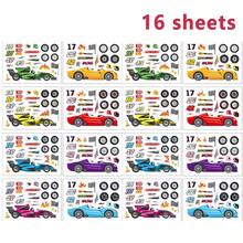 8/16pcs Race Car Puzzle Stickers, DIY Decal, Party Favor, Gift Wrap, Birthday Gift Sticker Book