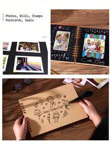 60页（30张）牛皮纸剪贴簿相册 | DIY照片纪念册，适用于婚礼、周年纪念日和生日 | 新年、情人节、国际妇女节和圣诞节后的完美礼物 | 黑白 - 白色 - 查看 9