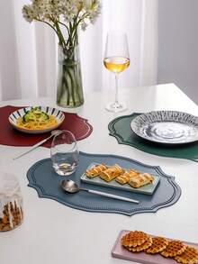 Placemat, Edge Pressing Edge Imitation Leather Nordic Coaster Pad, Placemat, Kitchen Accessories, Dining Table Placemat,Heat Resistant, Anti-Scald Western Placemat, Can Be Used For Holiday Decoration, Party Banquet Decorations, Desktop Protection Decorations, Washable And Easy To Clean