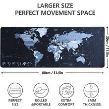 Alfombrilla de mouse para juegos XL XXL con mapa del mundo (31.5 x 11.8 pulgadas), alfombrilla de computadora, alfombrilla para teclado de 3 mm, antideslizante e impermeable de goma (negro) - Tierra de sueños - Ver 6