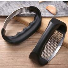 11cm Garlic Potato Vegetable Crusher Stainless Steel Manual Practical Multipurpose Universal Black Handle - Negro y plata - Ver 8