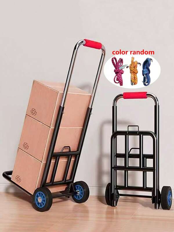 1 pieza Carrito de mano portátil y plegable de 21 pulgadas, carrito multiusos plegable, capacidad de 110 libras, carrito de compras y equipaje portátil, carrito de mano con ruedas de goma dobles para compras, equipaje y manejo de carga