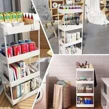 Carrito de almacenamiento de cocina, carrito de almacenamiento con ruedas de 4 niveles, estante de baño multifuncional, carrito de baño - Blanco - Ver 7