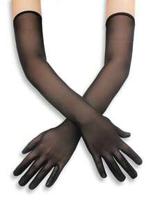 Lady's Black Makeup Ballroom Gloves, Highly Elastic Mesh Opera Gloves, Elegant, High-End, UV-Resistant And Fashionable. Suitable For Wearing At Opera Balls, Bridal Weddings, Halloween Role-Playing Events And Festival Parties. - Multicolor - View 9