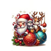 1pc/2pcs/3pcs Heat Transfer Patches - Holiday Santa Claus & Reindeer Designs, DIY Iron-On Washable, Ideal For T-Shirts, Sweaters, Bags, Perfect Holiday Gift