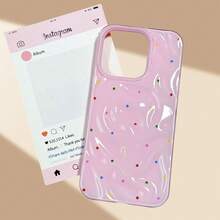 Funda colorida con diseño de lunares, acabado brillante y texturizado, protección anticaídas, compatible con phone 16 Pro, 15 Plus, 14, 13, 12 y 11. Un regalo ideal para Año Nuevo, Pascua o como detalle para amigos y familiares. - Blanco - Ver 3
