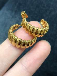 Fashionable And Exquisite Gold Color Earrings , High Quality Anti Allergy Stainless Steel Ear Gifts For Women Mom Girlfriend Birthday Party Jewelry