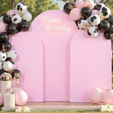 eluckya Wedding Arch Backdrop Set,  Arch Covers Backdrop, Suitable For Birthday Decorations, Party Supplies, Gender Reveal Party Supplies, Wedding Decorations, Bridal Event Decorations, Baby Shower Supplies, Wedding Supplies And Arch Backdrop Frame (Arch Frame Not Included). - 粉色 - 查看 3