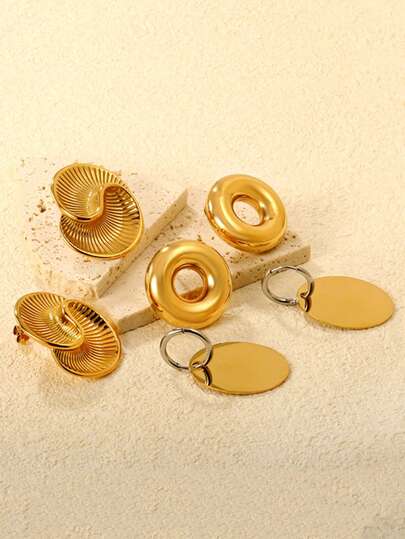 Brincos de ouro 18K vintage temperamento feminino galvanizados a vácuo com personalização exagerada, adequados para festas, festivais, presentes de Dia dos Namorados, acessórios de joias com charme diário