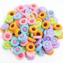 5 piezas/20 piezas Pegatinas de resina 3D de flores de girasol y margarita coloridas, manualidades de resina DIY, Navidad, fiesta, regalos pequeños, accesorios decorativos, al por mayor - Scrunchies para el cabello/Imanes para el refrigerador/Pinzas para el cabello/Decoración de fundas para teléfonos/Collares para mascotas/Dijes
