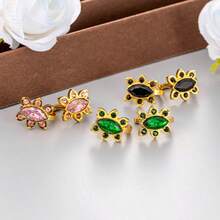 Pendientes de aro pequeños dorados para mujer, pendientes chapados en oro de 18K con circonita cúbica, pendientes de presión hipoalergénicos con diseño de corazón, pico y ojo malvado, pendientes delicados, regalo de joyería