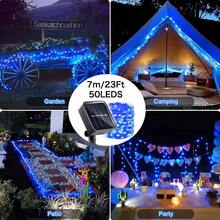 1入 LED 太陽能戶外串燈，8 種模式 DIY 銅線仙女花環燈 7M 50LEDS/12M 100LEDS/17M 150LEDS/22M 200LEDS/32M 300LEDS 聖誕燈飾裝飾，防水太陽能路徑燈適用於花園、露台、婚禮、派對裝飾 - 銅色 - 查看 20