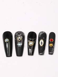 550PCS Nail Art Rhinestones Kit - 12 Designs Press-On Nails Decor With Gold/Silver Metal Base 3D Nail Charms, Mini Pearls & Crystals For DIY Acrylic Nails | Salon-Quality Round & Square Gems And Pearls, DIY Nail Supplies - Multicolor - View 7