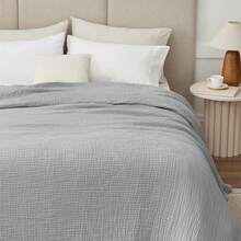 Large 50 X 70% Cotton Muslin 6-Layer Breathable Lightweight Throw Blanket Bed And Couch, Soft Quilt Bedspread, All-Season Gauze Blanket Adults, Lavender - 灰色 - 查看 2