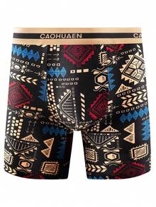 10 chiếc/gói quần lót boxer dài cao cấp thời trang dành cho nam, thoáng khí và thoải mái - màu đen - Xem 2