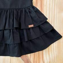 Vestido preto três marias c/ faixa laço