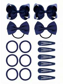 Juego de 16 piezas de accesorios para el cabello de niñas escolares, lazos, pinzas y ligas para el cabello, accesorios para el cabello para niñas pequeñas y de guardería, de vuelta al colegio