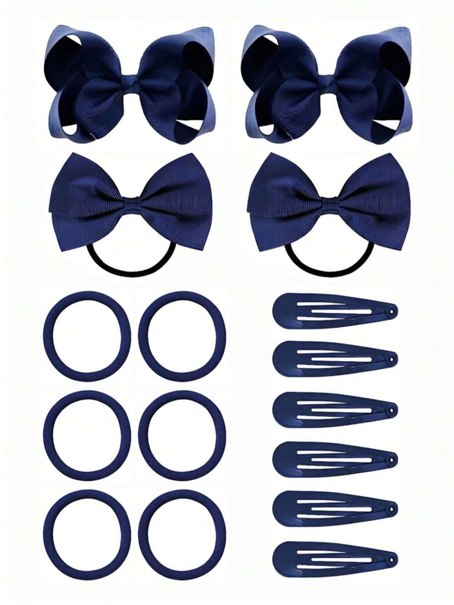 Juego de 16 piezas de accesorios para el cabello de niñas escolares, lazos, pinzas y ligas para el cabello, accesorios para el cabello para niñas pequeñas y de guardería, de vuelta al colegio