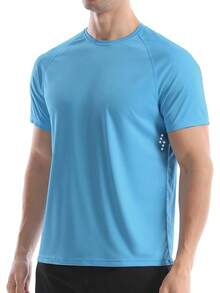 Men's UPF 50+ Swim Shirts, Short Sleeve Rash Guard, Quick Dry-Shirt Fishing And Surfing - Ice Blue - 查看 2