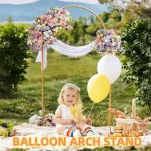 3 Pack Metal Arch Backdrop Stand(7.2FT/6.6FT/6FT), Decorative Balloon Arch Stand, Easy Assembly Gold Wedding Arch, Stable Backdrop Arch Stand For Wedding Ceremony, Birthday Party, Baby Shower - Vàng - Xem 5