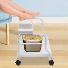 Tragbarer Kosmetiker-Wagen, Fußtherapie-Fußbad mit Rädern, Manicure-Fußsteiger, Schönheitssalon oder Nageltechnik-Fußbad-Spa, Massage-Station, weiß/schwarz