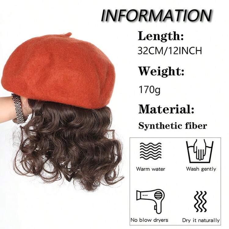 Ladies' Simple And Versatile Beret With Slouchy Short Curly Hair, Heat-Resistant Synthetic Hair, Breathable And Comfortable Outdoor Casual Hat, Suitable For Daily Wear - 彩色 - 查看 6