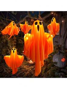 Halloween LED Hanging Ghost Light, Battery Powered Decorative Ghost Lamp, Create Holiday Atmosphere, Non-Waterproof Ceiling/Desktop Lighting, Toggle Switch - Multicolor - View 4
